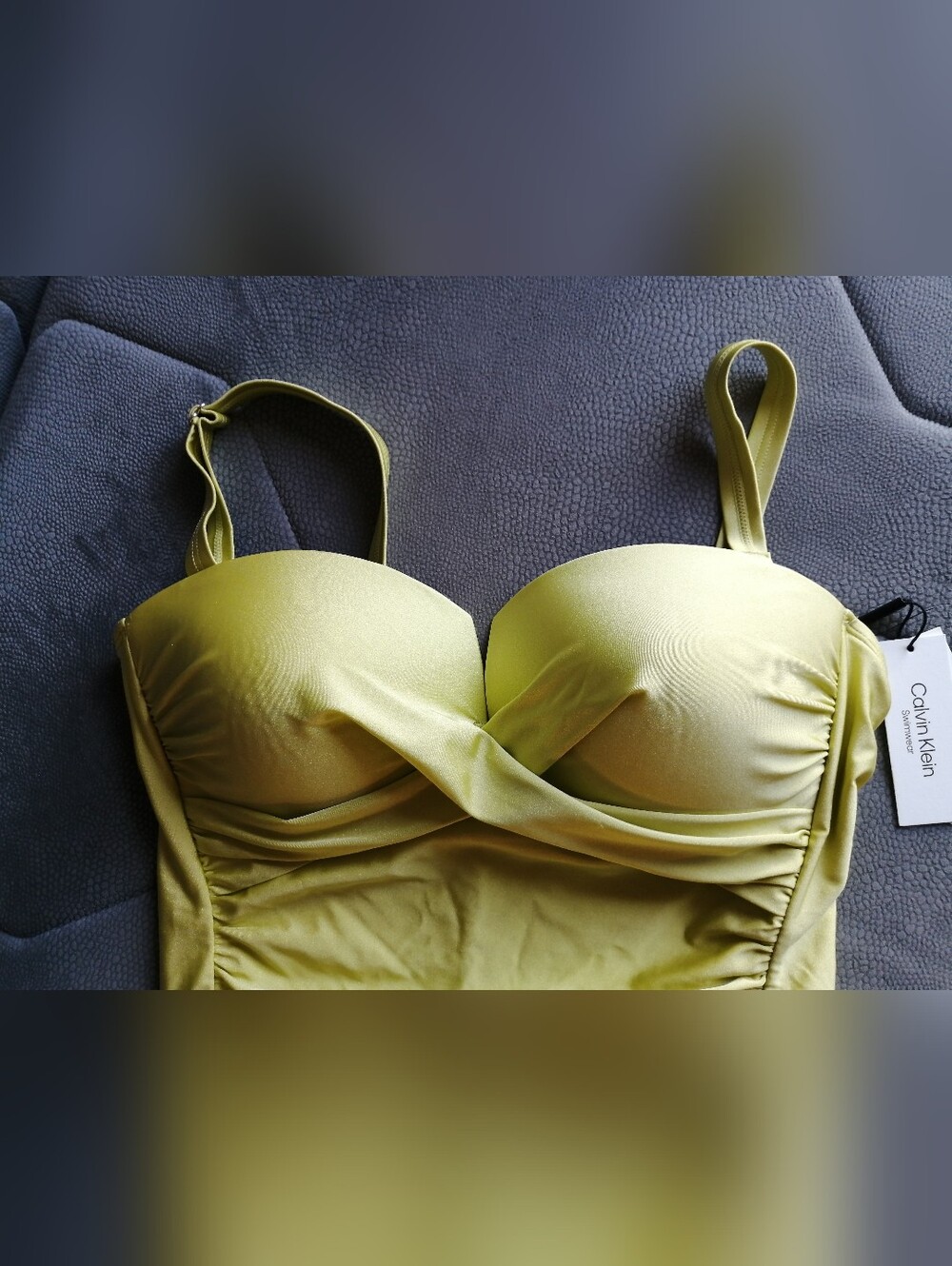 Calvin Klein Ruched One-Piece Swimsuit Plus Suze 18 Chartreuse Lime Green Colour - Picture 4 of 13